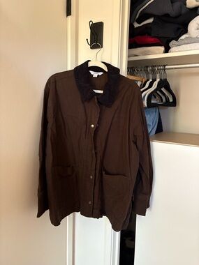 Old Navy Brown Button-Up Jacket with Dark Corduroy Collar